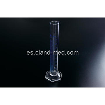 Cilindro de medición con base hexagonal de vidrio con pico graduado